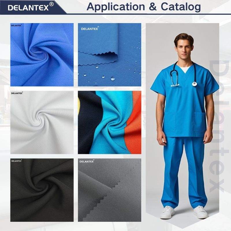 Delantex Factory Direct Sale High Quality Fabric Ripstop Fabric for Hospital Uniform Fabric Stretch Medical Material Free Sample