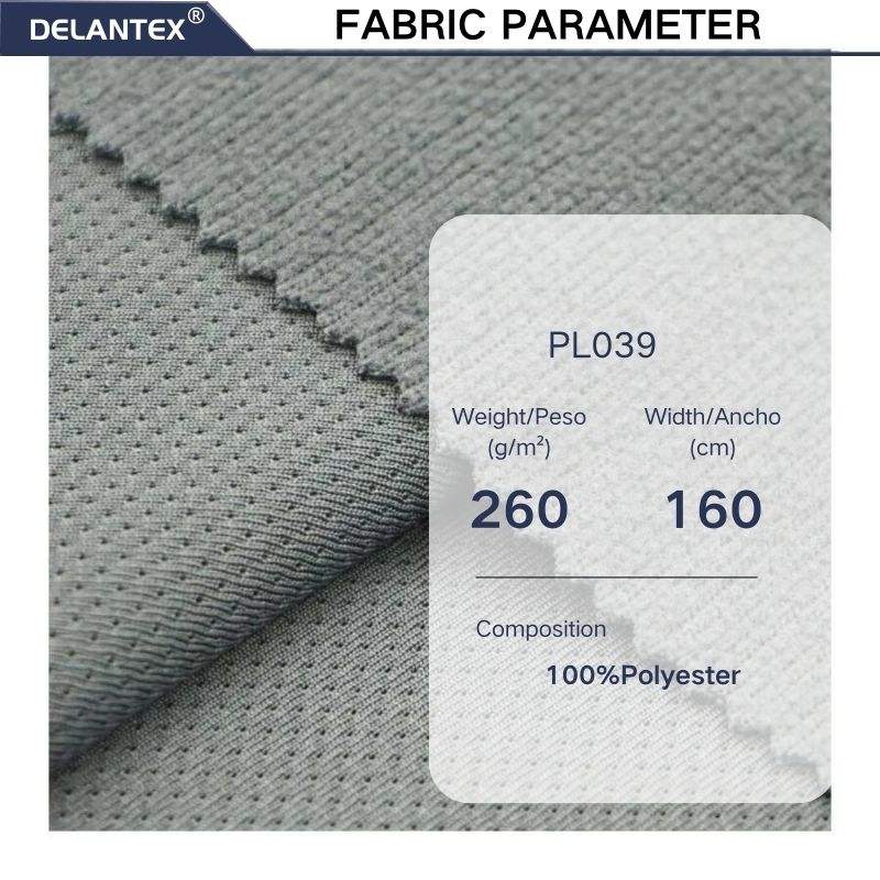 Delantex Micro Polar Fleece Polyester USA Jacquard Mesh Fleece Fabric 260GSM for Sports Tops
