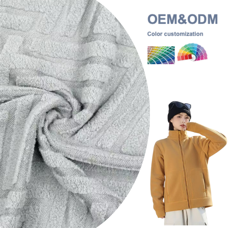 Delantex New Design 100 Polyester Polar Fleece Fabric, Clipping and Carving Fleece Material for Winter Warm Cloth