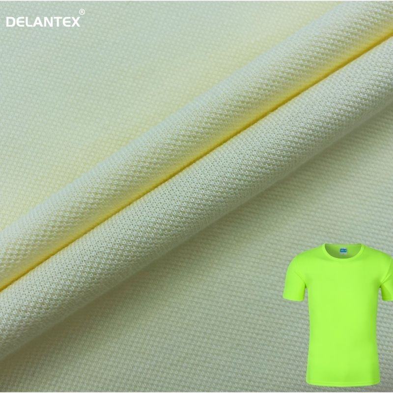 Delantex 200GSM 65% Polyester 35% Cotton Yellow Soft Fashion Wicking Pique Fabric Tejido Pique Free Sample