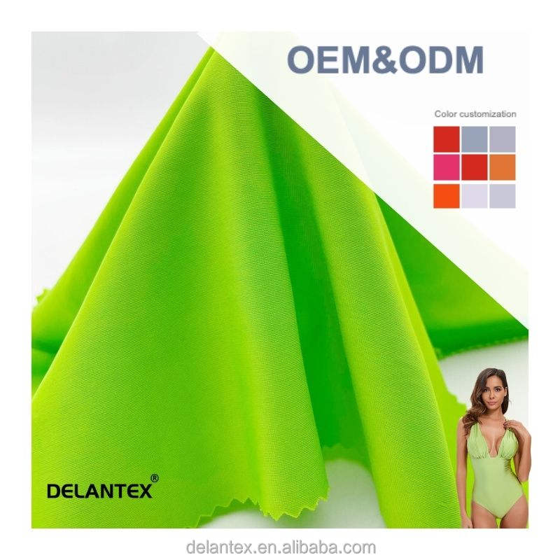 Delantex 85%polyester 15%spandex Fluorescent Green Swimsuit Fabric Can Be Customized to Specific Specifications