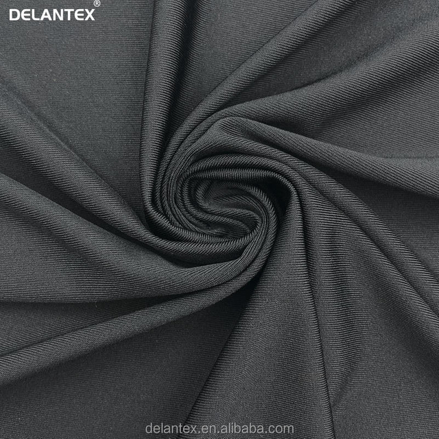 Delantex 150gsm Soft Black Light Weight Nylon Spandex Jersey Fabric for Yoga Wear