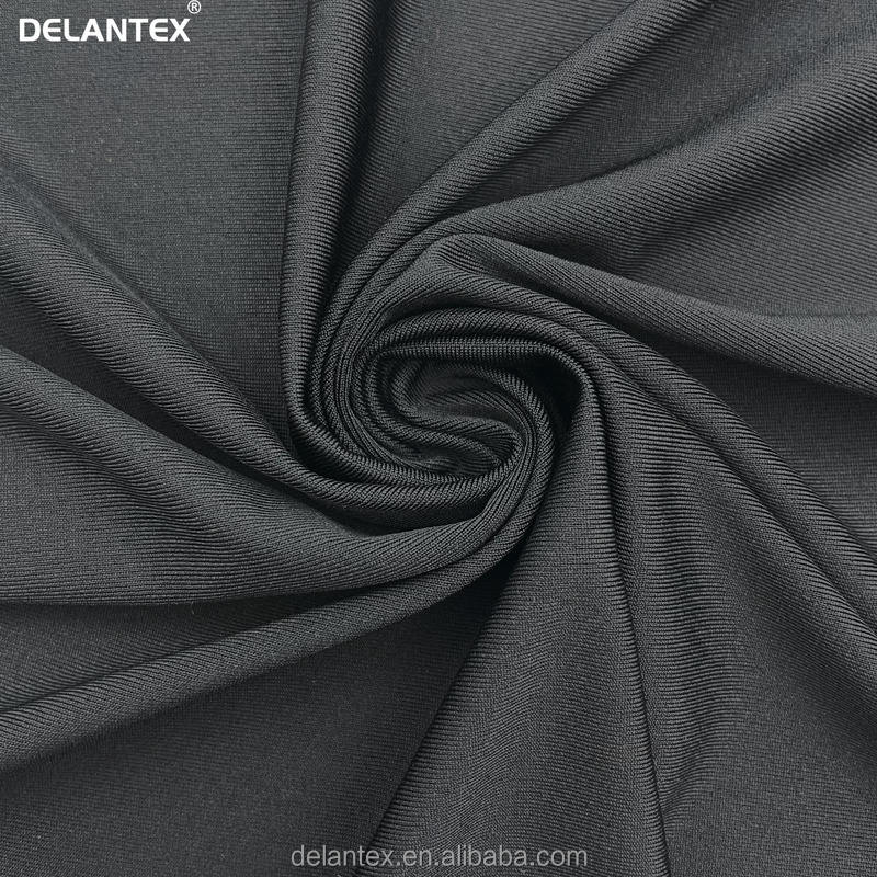 Delantex 150gsm Soft Black Light Weight Nylon Spandex Jersey Fabric for Yoga Wear