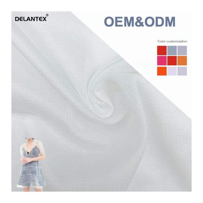 Delantex 100%polyester Lightweight 45GSM High Elastic Quick Dry White Mesh Fabric for Lining and Sportswear