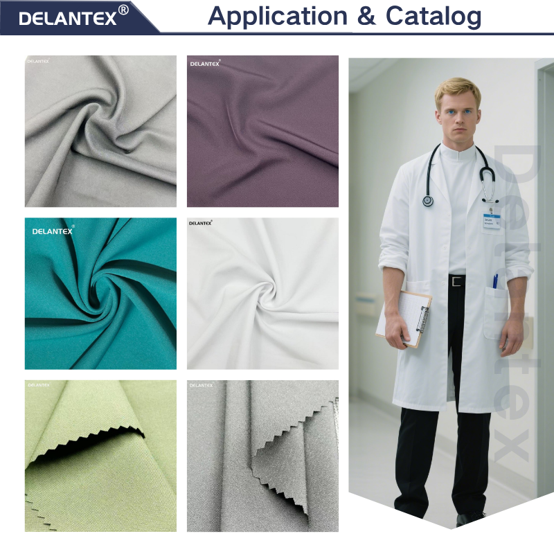 Delantex 4 Way Stretch Work Uniforms Fabric with Good Color Fastness and Tear Resistance 94%polyester 6%spandex Fabric