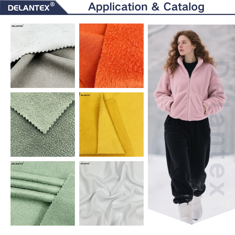 Delantex Chinese Manufacturer Direct Sales of 170cm 280gsm Fleece Fabric for Door Width, Weight, and Thermal Insulation Jacket