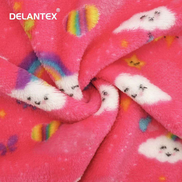 Delantex 100% Polyester Gray Flannel Fleece Fabric Double Sided Printed 280gsm Shirt Roll for Baby Girls