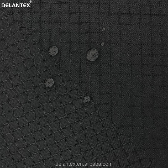 Delantex 100%polyester 75D Matte Large Diamond Pattern Dobby Grid Waterproof Softshell Fabric for Jacket