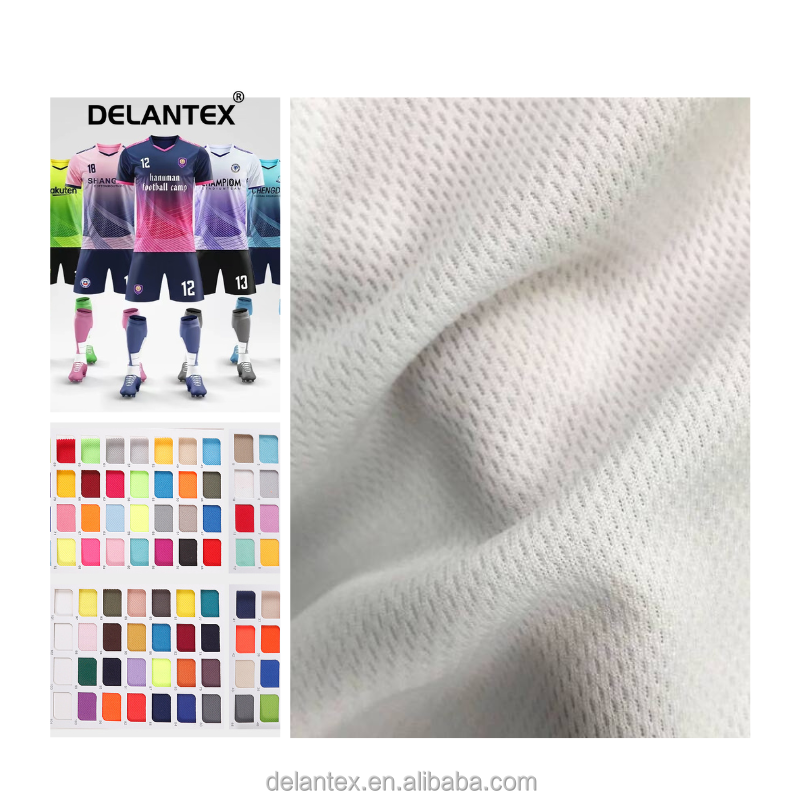 Delantex Bird Eye Mesh Football Jersey Fabric Material for T Shirt Free Sample