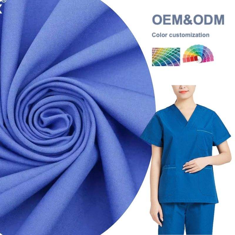 Delantex Wholesale Quick-Dry Scrubs Fabric Polyester Medical White Rust Orange Design Spandex Stretch Fabric for Scrub Uniform