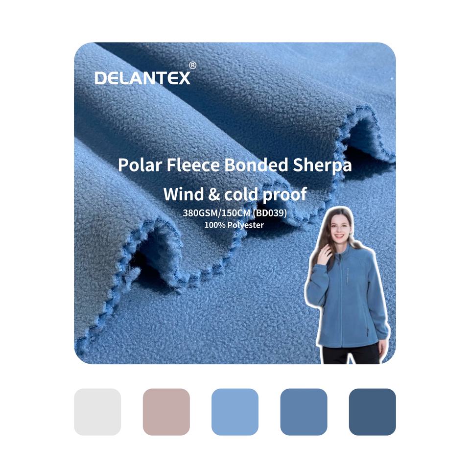 Delantex Customization Hot Sell Polyester Sherpa Fleece Fabric Bonded with Polar Fleece for Winter Coat and Blanket Free Sample