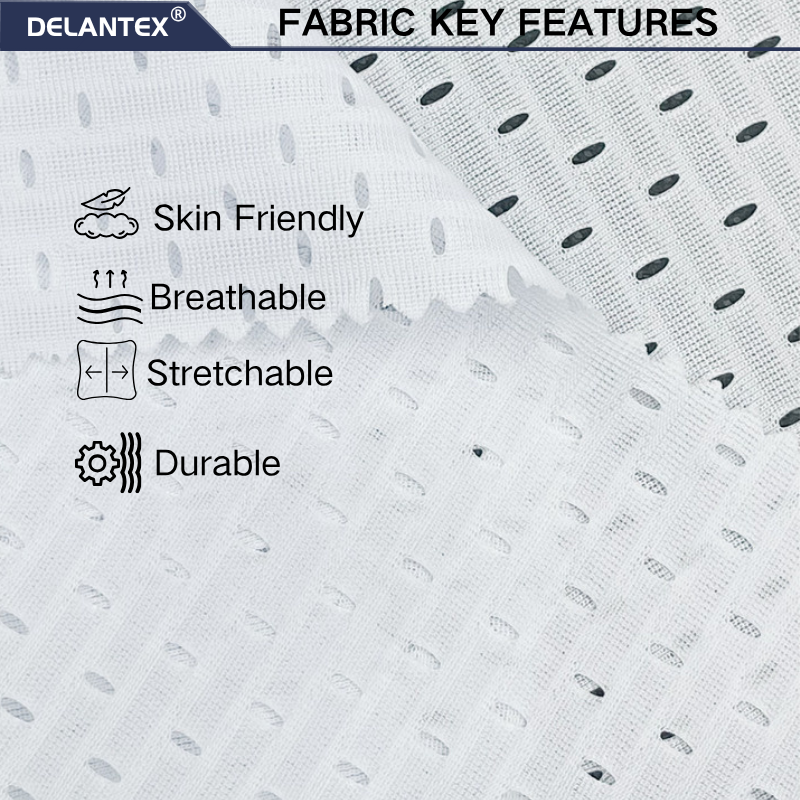 Delantex Sport Wear Material 100% Polyester Eyelet-Bird-Eye Mesh Fabric Knit for Clothing Sublimation Fabric