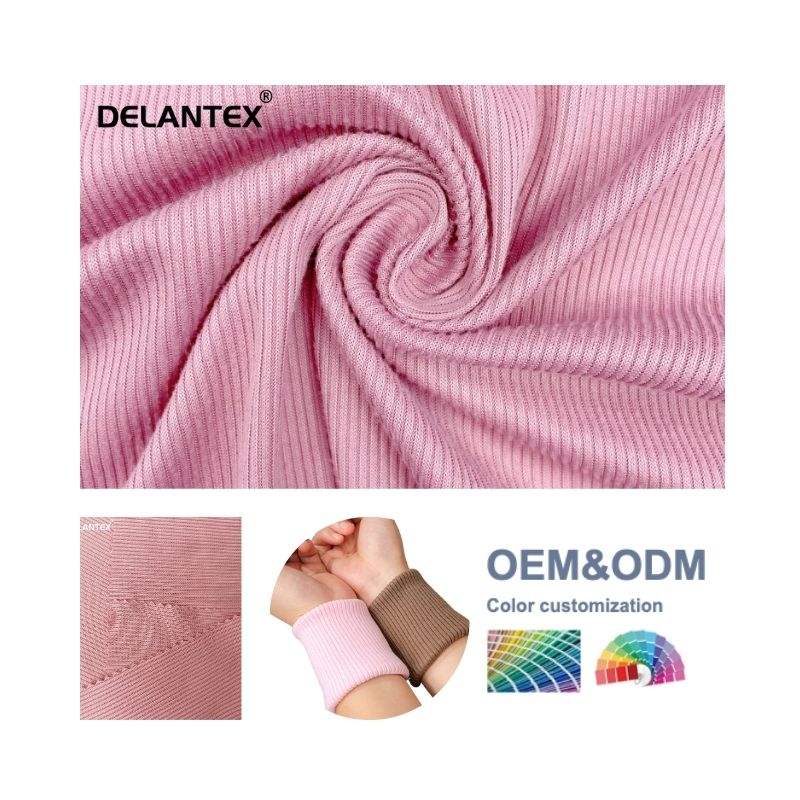 Delantex Factory Price DTY 2*2 Rib 2 Sides Brushed Poly Spandex Rib Fabric Free Sample
