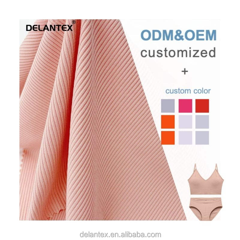 Delantex Pink Moisture Wicking Poly Spandex Rib Jersey Fabric for Women Underwear Free Sample