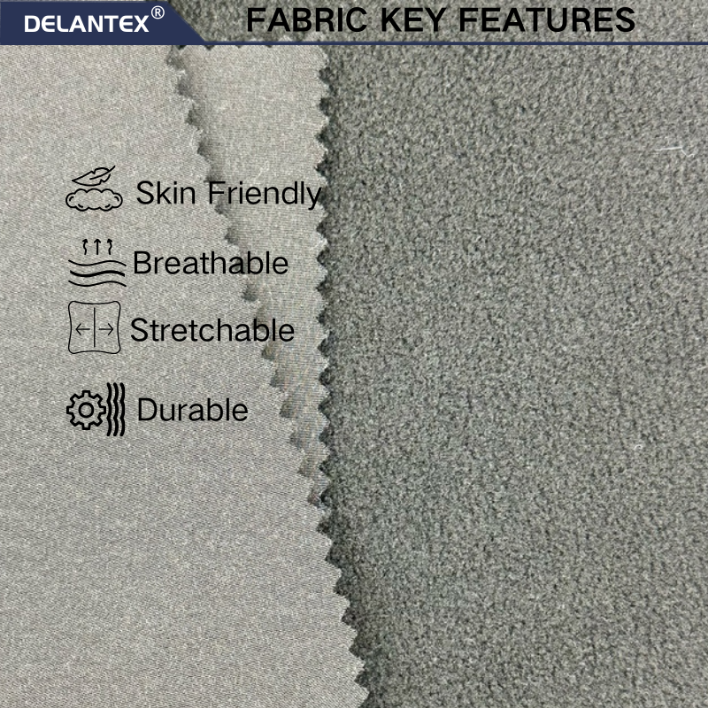Delantex Waterproof 4 Way Stretch Thermal Bonded Fabric for Winter Uniform Waterproofc for Outdoor Sports Jacket Fabric