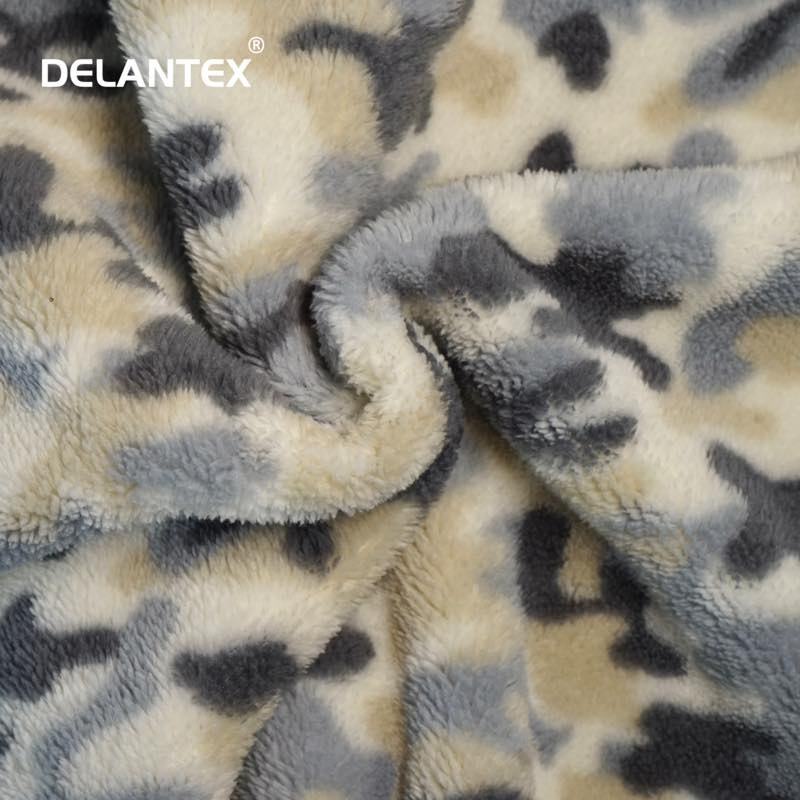 Custom Hot Selling Winter Designer Grey 100%Polyester Camouflage Fleece Fabric Sherpa Fabric