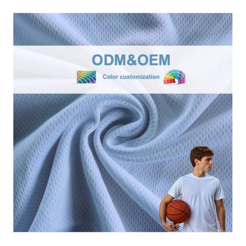 Delantex Bird Eye Fabric With eyelet 100% Polyester Quick Dry Breathable Plain dyed Dry Fit Sportswear Fabric