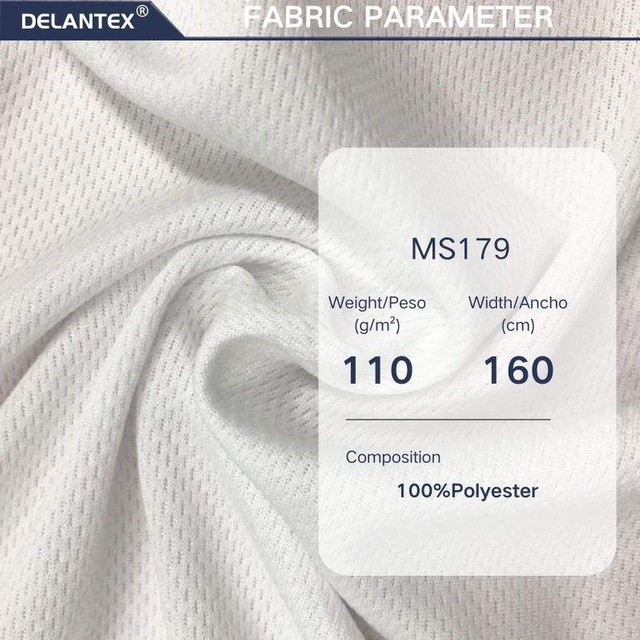 Delantex 100% Polyester Plain Dyed Bird Eye Mesh Fabric for Sportswear