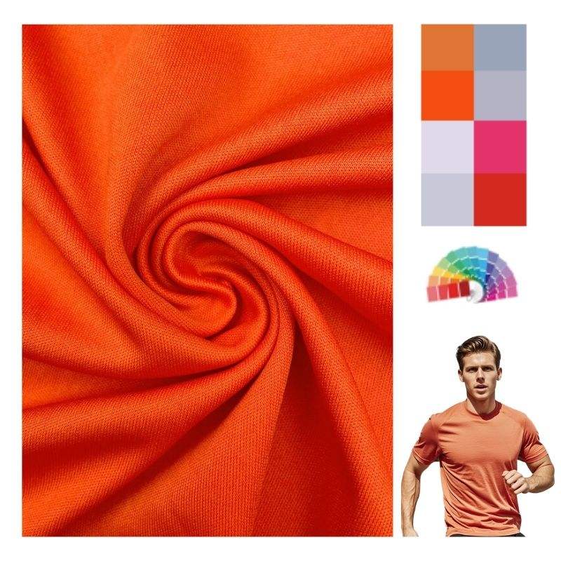Delantex Solid Interlock Fabric Color Customized Stretch Manufacture Garment Fabric for Sportswear