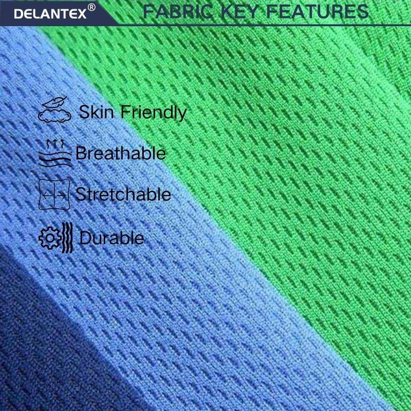 Delantex 100% Polyester Interlock Mesh Fabric Wicking Finish Solid Dye Eco-Friendly T-Shirt Cloth Outdoor Garment Free Sample