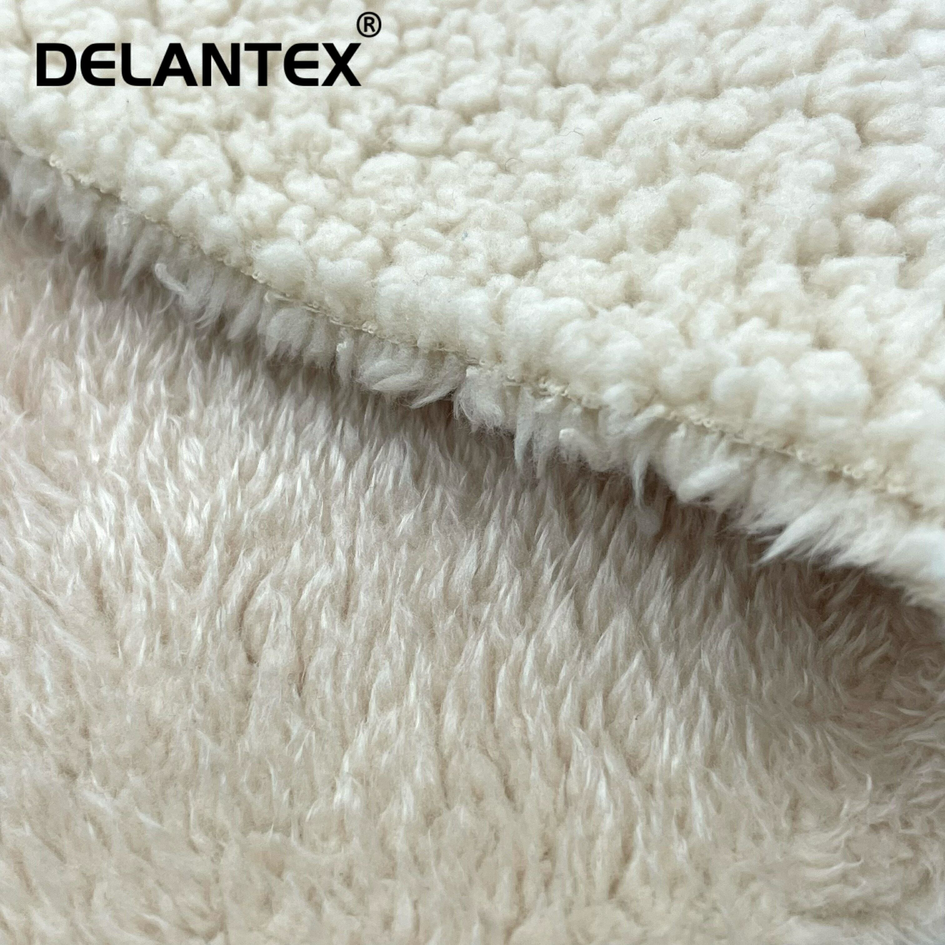 Delantex Shaoxing Textile Directly Factory Polyester Tela Sherpa Fleece Artificial Fur Fabric