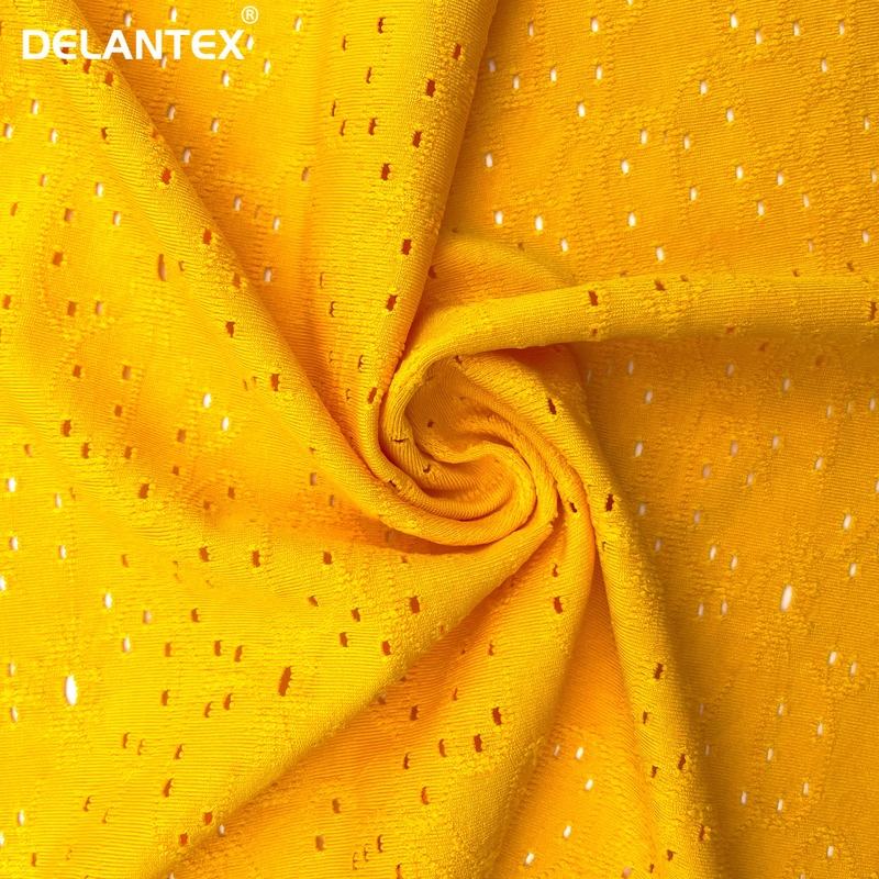 Delantex Wholesale Jacquard Fabric Embroidery Holes Jacquard Fabric for Fashionable Garments Free Sample