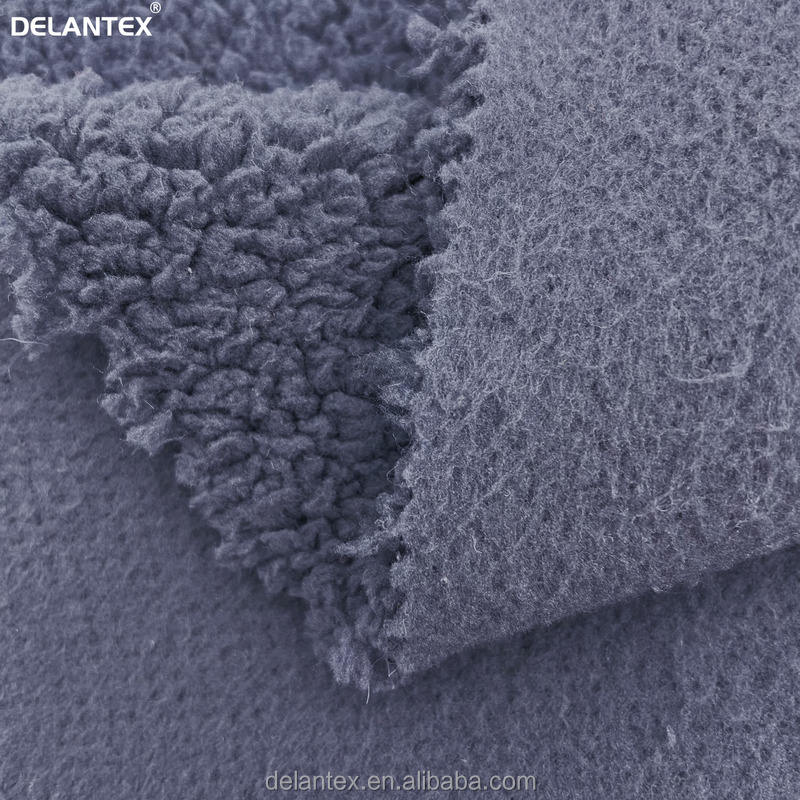 Wholesale 100% Polyester Knitted Black Thick Sherpa Fleece Fabric by the Yard