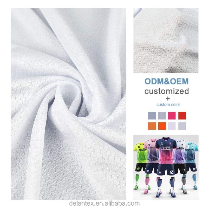 Delantex 100% Polyester White Mesh Sublimation Fabric Customizable for Soccer Sport Wear and Underwear Lining Free Sample
