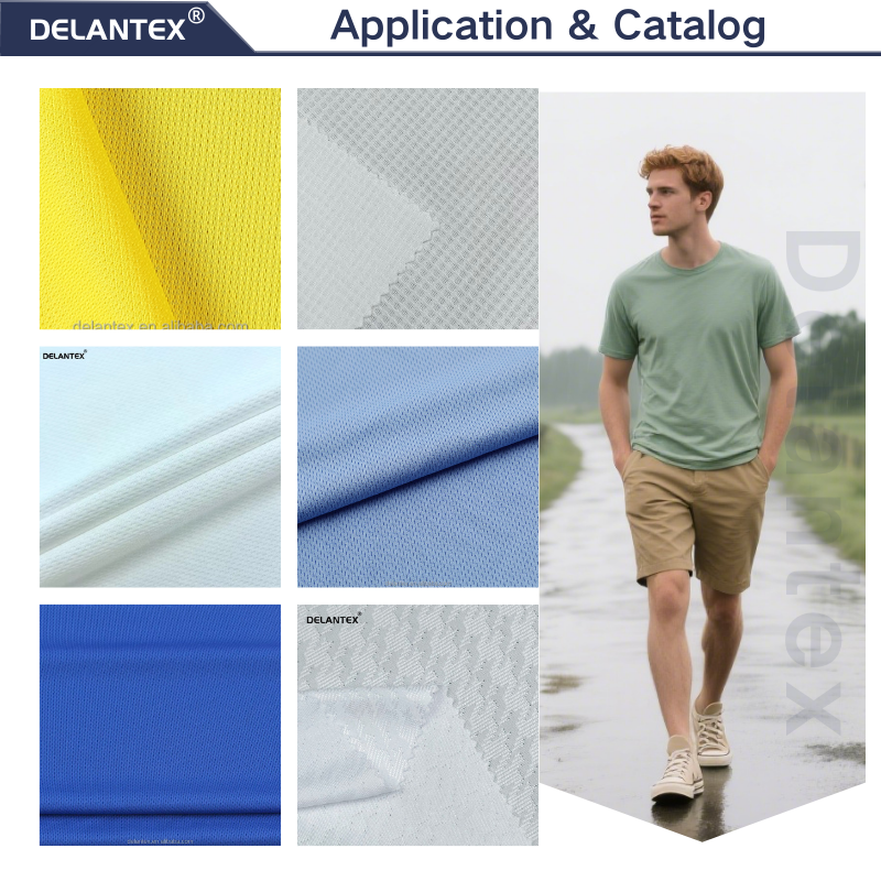 Delantex 100%polyester Small square 215gsm Men's Tops Fabric