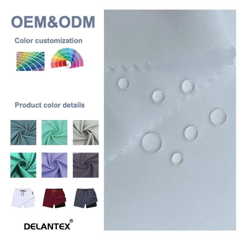 Delantex 100%polyester White Woven Waterproof Softshell Fabric for Beach Short Lightweight