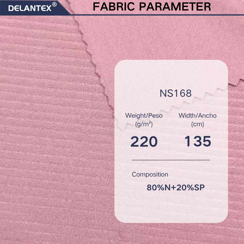 Delantex Color 80%nylon 20%spandex Customizable Ribbed Fabric Can Be Used for Women's Tops and Skirts