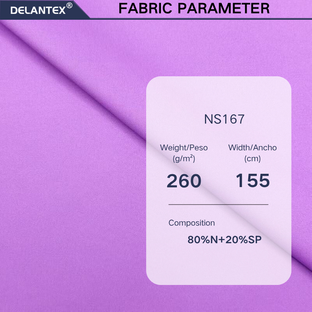 Delantex Purple Free Sample for Swim 155cm 260gsm Knit Sports Stretch Fabric