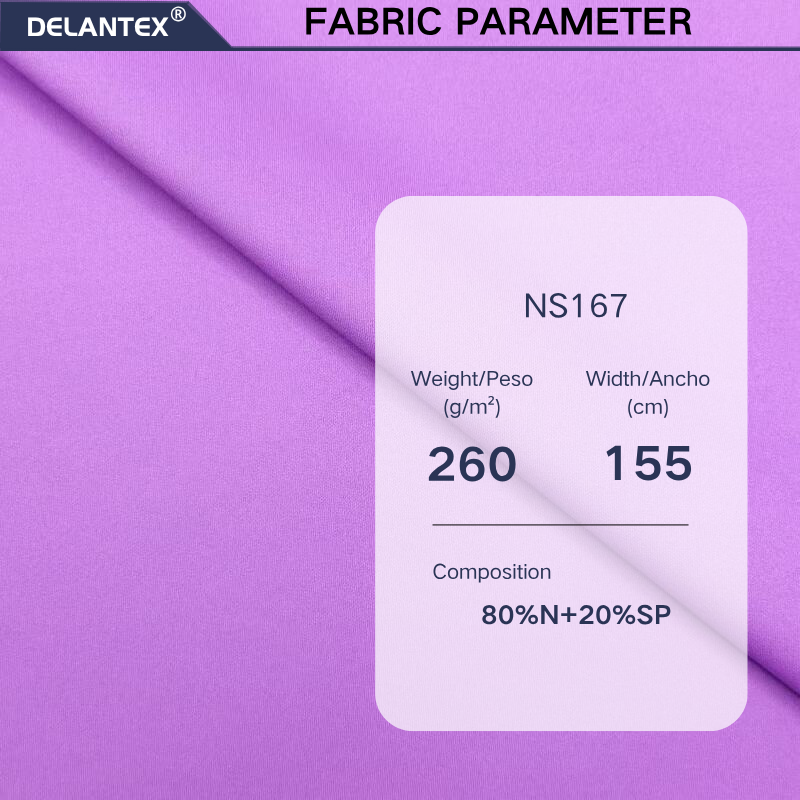 Delantex Purple Free Sample for Swim 155cm 260gsm Knit Sports Stretch Fabric