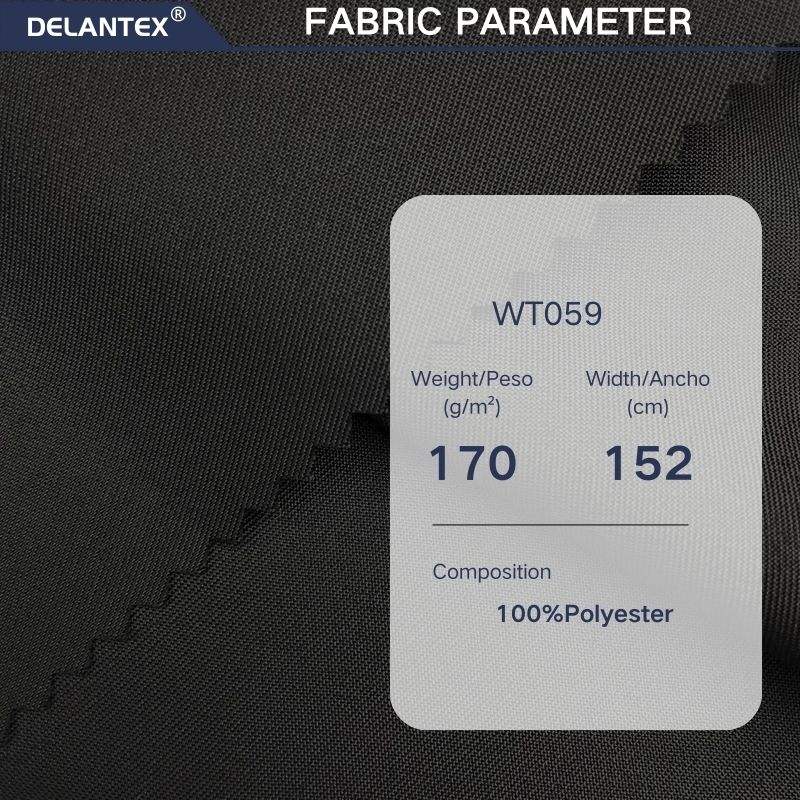 Delantex Sports Fabric 100% Polyester Black Twill Woven Fabric 170gsm for Women Dress