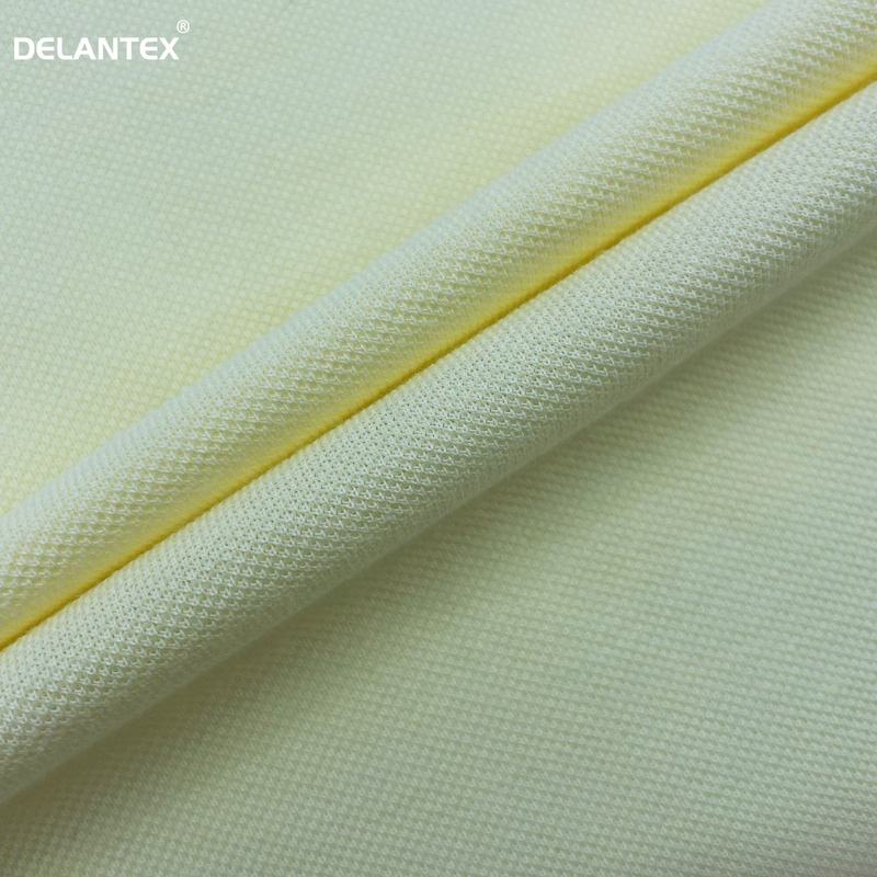 Delantex 200GSM 65% Polyester 35% Cotton Yellow Soft Fashion Wicking Pique Fabric Tejido Pique Free Sample