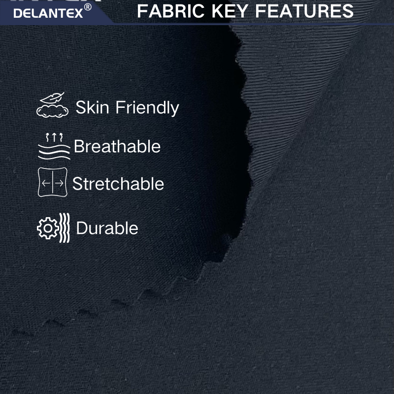 Delantex 75%Nylon 25%Spandex Stretchy Garment Knitted Fabric Double Side Brushed Fabric Material