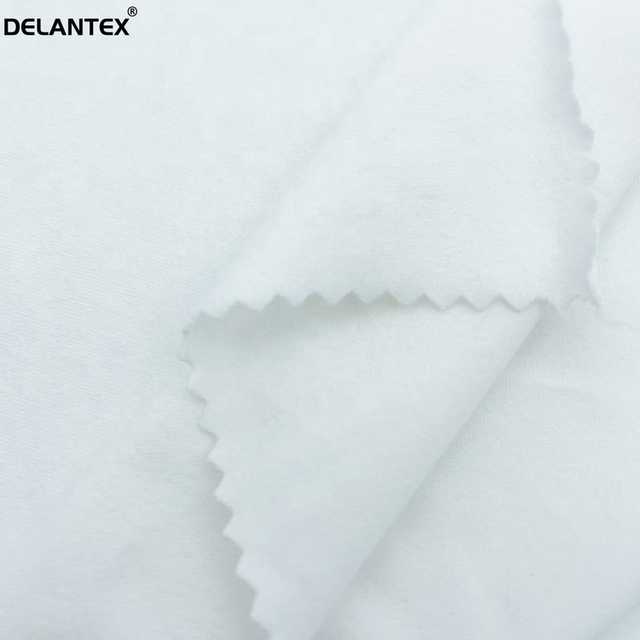Delantex White Single Brushed Polyester Elastic Jersey Fabric with Good Price
