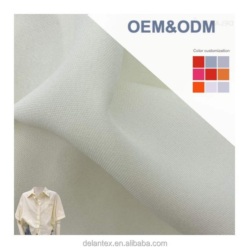 Delantex Lightweight Beige Plain Weave Woven Polyester Fabric for Housekeeping Uniform