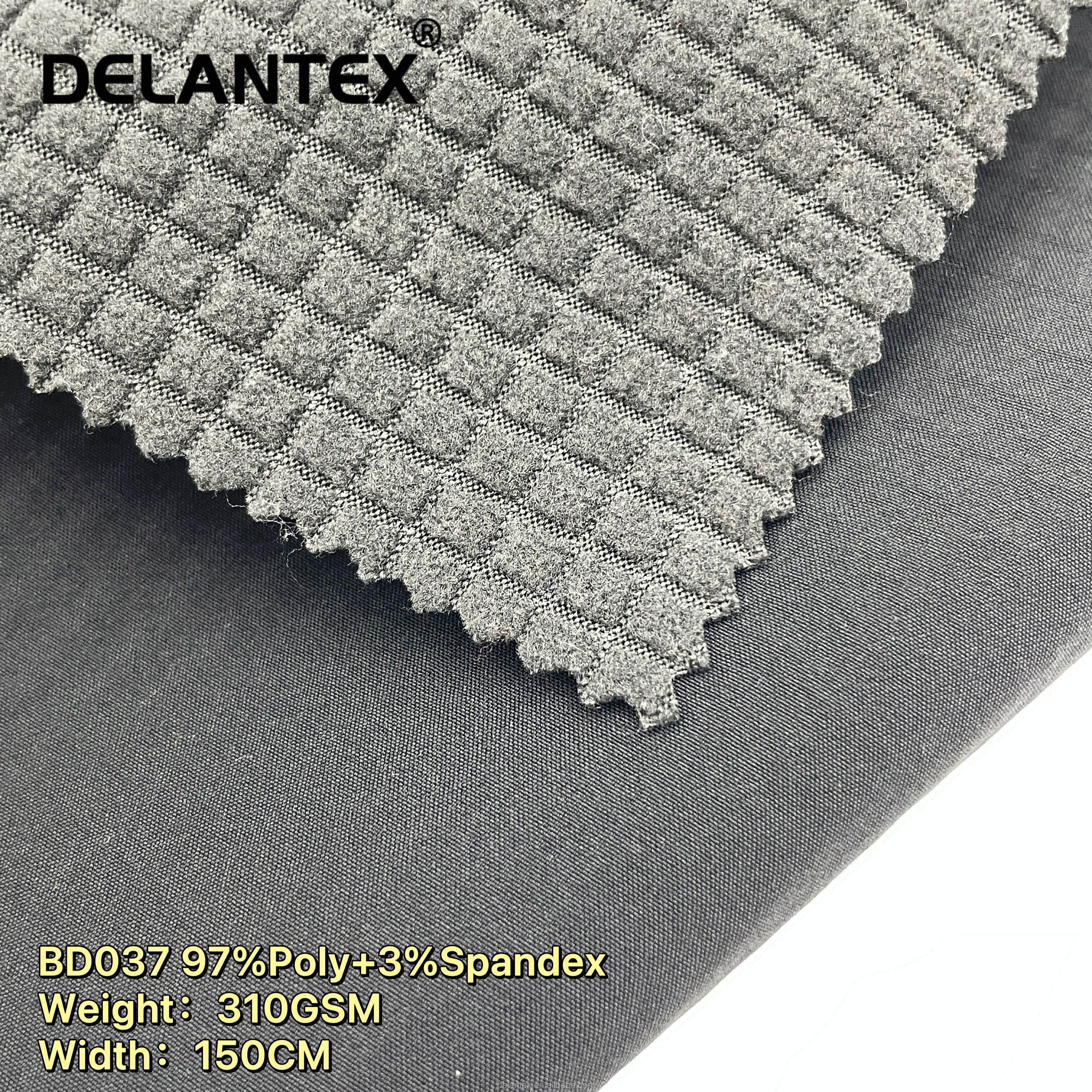 Delantex 4 Way Strtchable Water Repellent Softshell Bonded Plaid Fleece Fabric