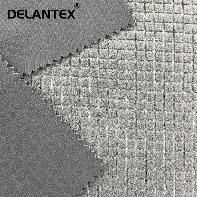 Delantex 4 Way Strtchable Water Repellent Softshell Bonded Plaid Fleece Fabric