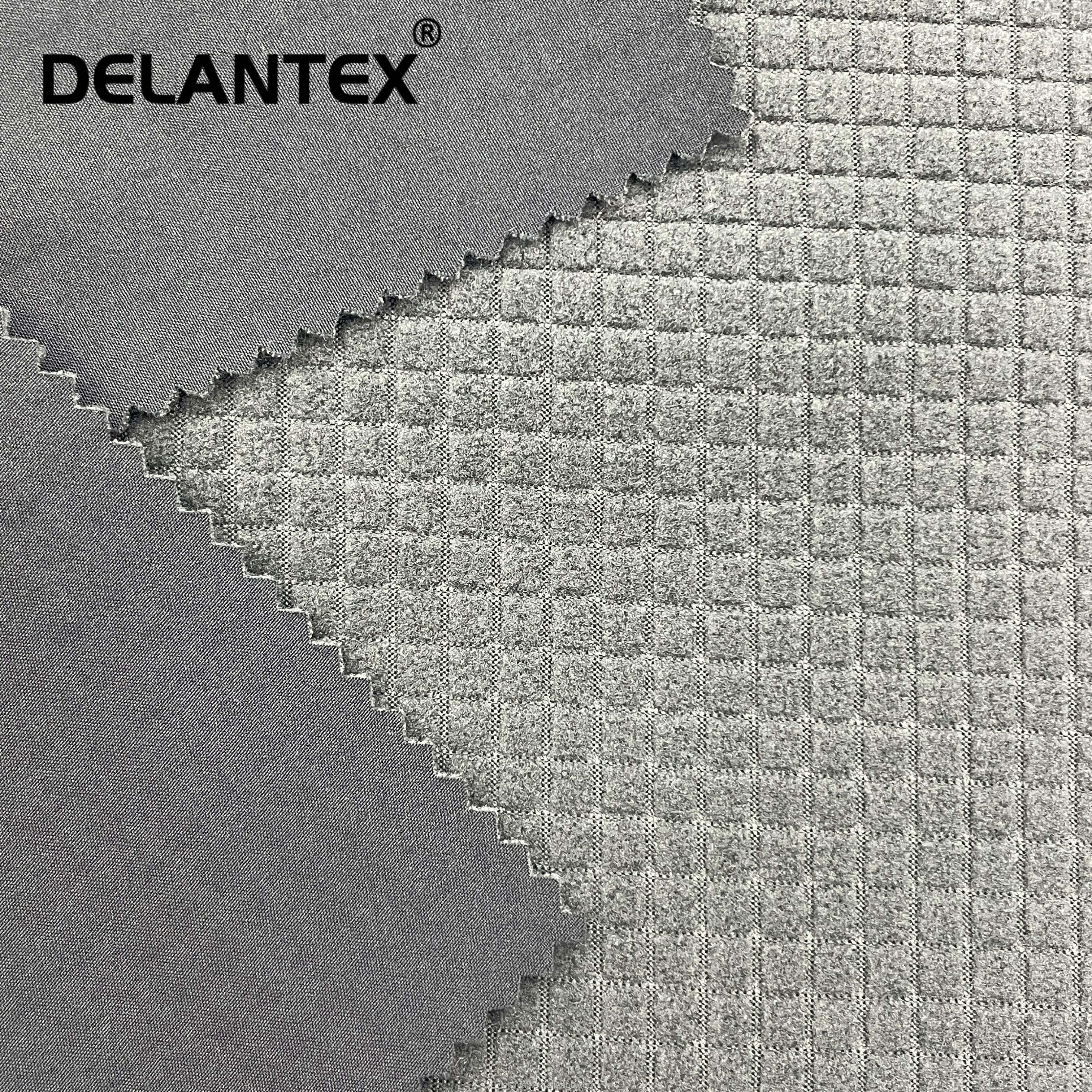 Delantex 4 Way Strtchable Water Repellent Softshell Bonded Plaid Fleece Fabric