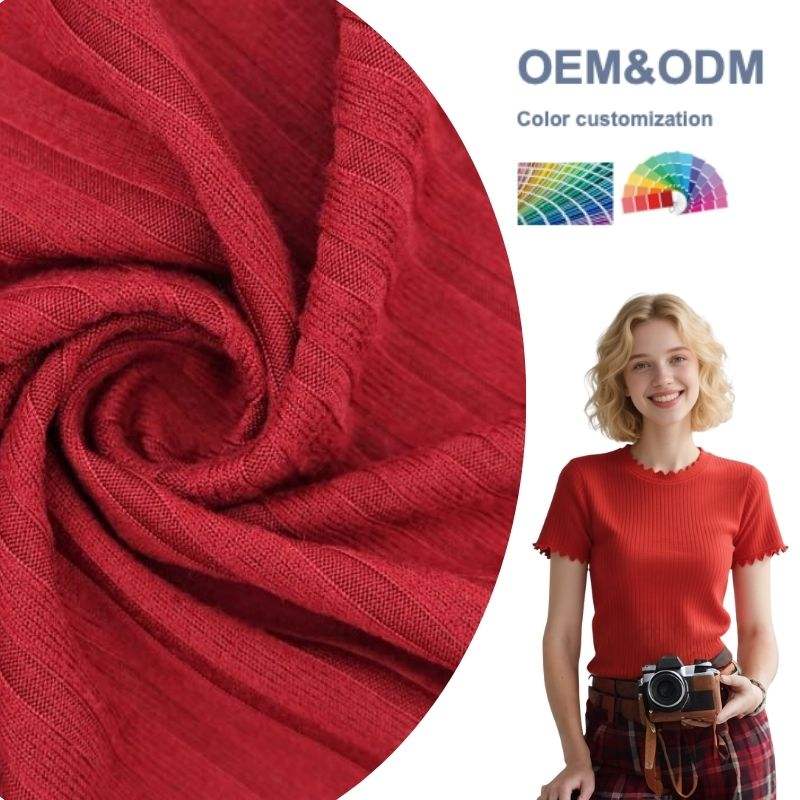 Delantex Stretchy Garment Fabric Spandex Knitted Rib Jersey Fabric by the Yard for Sportswear Free Sample