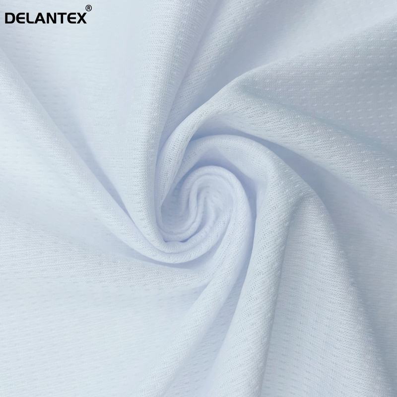 Delantex 190CM 125GSM White Wicking Stripe Dot Mesh Fabric for Activewear Quick Dry Fabric Free Sample