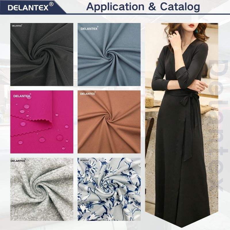 Delantex Ladies Wear ITY Fabric High Quality Drape 95polyester 5spandex Jersey Fabric for Skin Friendly Dress Free Sample