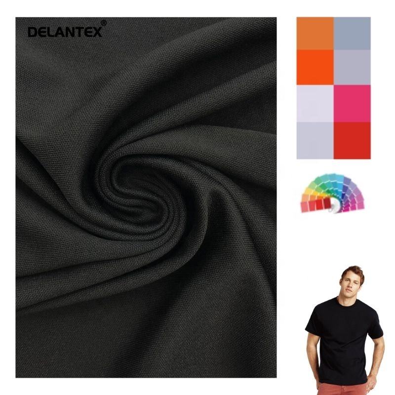Skin Friendly Interlock Black 100 Polyester Interlock Fabric for Garment Free Sample