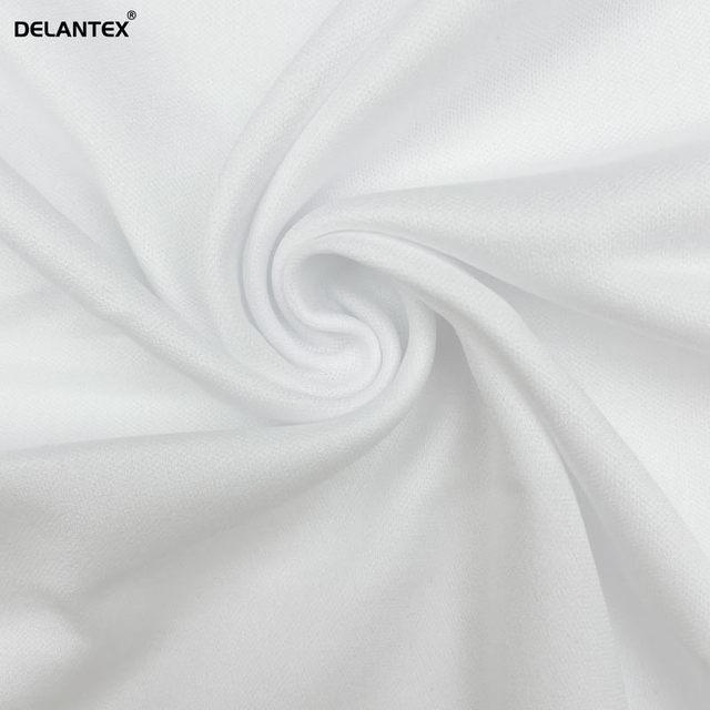 Delantex Plain Dyed Elastic Breathable White Interlock Fabric for Sublimation Printing Free Sample