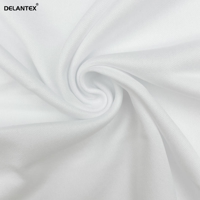 Delantex Plain Dyed Elastic Breathable White Interlock Fabric for Sublimation Printing Free Sample