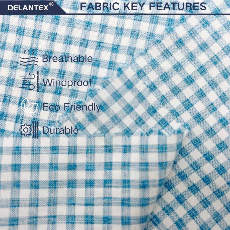 Delantex Manufacture 100% Polyester Soft Hand Feel Cationic Plaids Fabric with Good Price