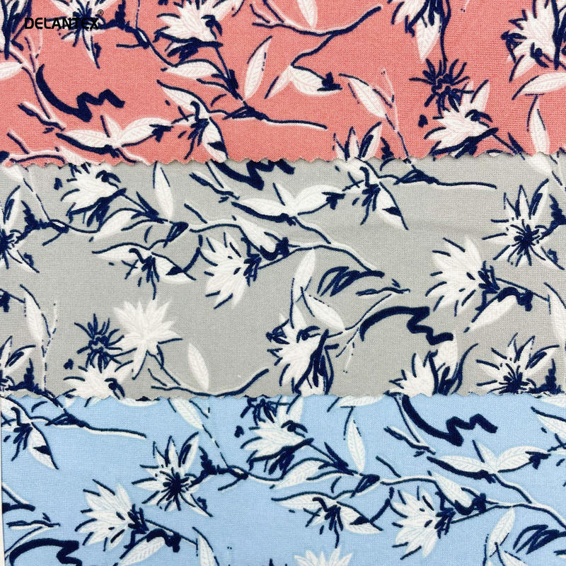 Delantex 100D Printed Brush Jersey Fabric 4-Way Stretch DTY 100% Polyester for Girls' Sweatshirts and Underwear Lining