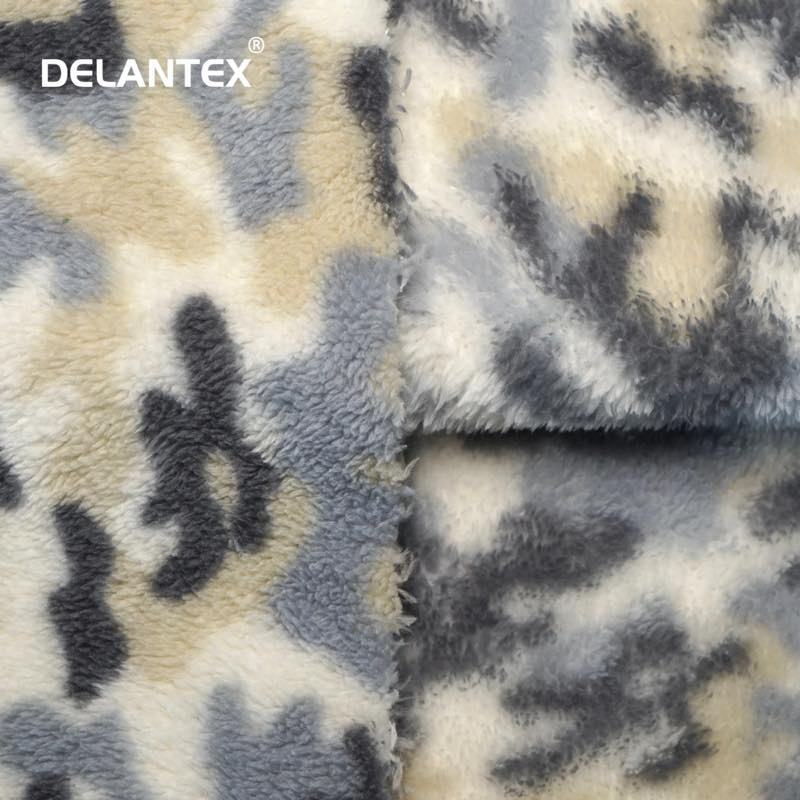 Custom Hot Selling Winter Designer Grey 100%Polyester Camouflage Fleece Fabric Sherpa Fabric